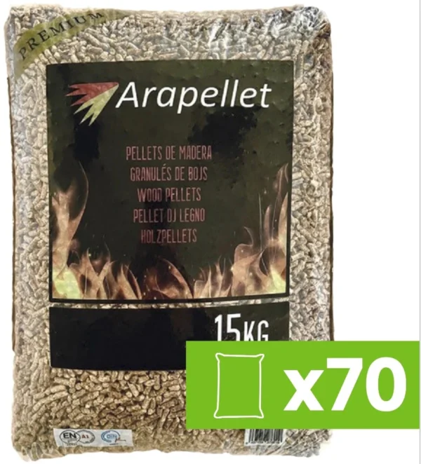 70 sacos de pellet 15 kg arapellet